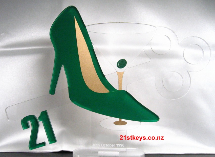 Green Stiletto Martini 21st Birthday Key