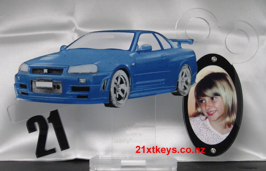 Blue Skyline 21st Picture Birthday Key