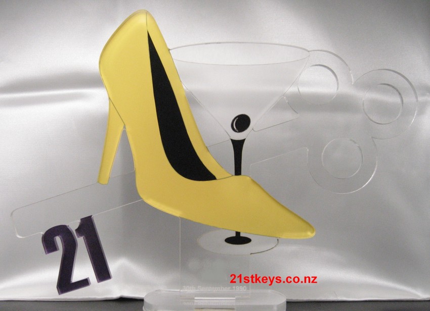 Yellow Stiletto Martini 21st Birthday Key